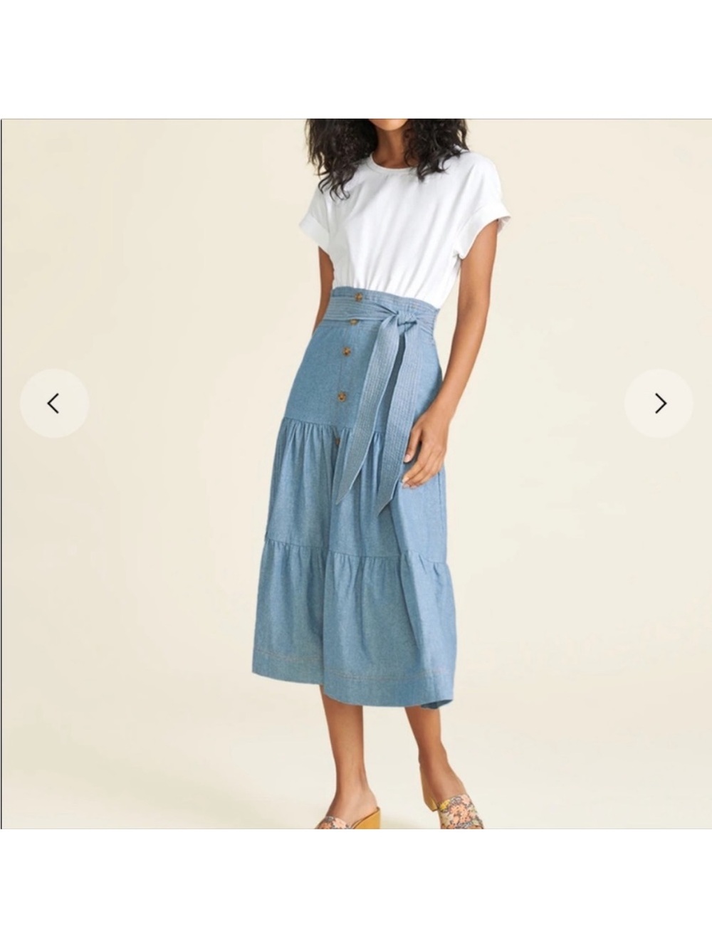 Veronica Beard Jeans Light Emmitt Mixed Media Tiered Midi dress size M
